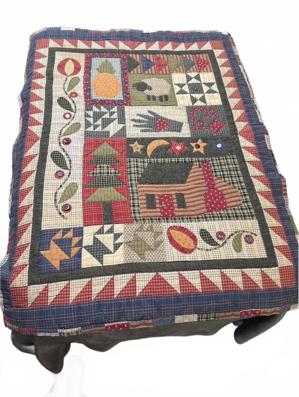 Homemade Whimsy Quilt Throw Boho Unique 30"H x 39"L